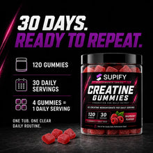 Supify Raspberry Creatine Gummies – 120 gummies, 30 daily servings, four gummies per serving